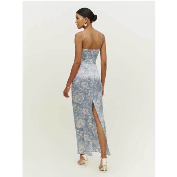 Reformation Frankie Silk Dress in Porcelain Reformation - Picture 3 of 13